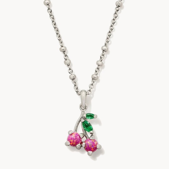 Kendra Scott Jewelry - Kendra Scott Cherry Silver Short Pendant Necklace in Berry Kyocera Opal
